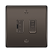 Bronze electrical switch with fuse and fan control indicators on a white background