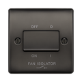 Black fan isolator switch on a white background