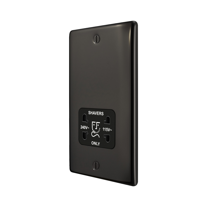 BG Nexus Metal Black Nickel Shaver Socket NBN20B