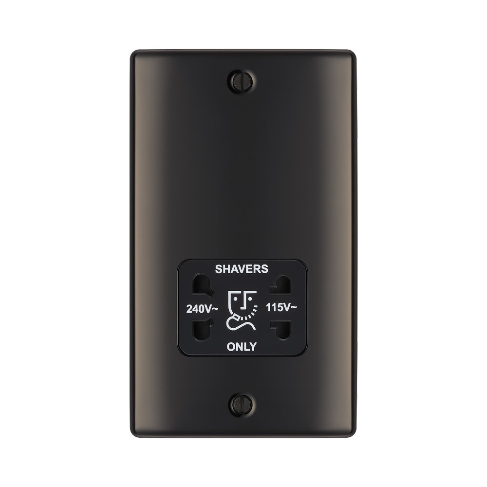 BG Nexus Metal Black Nickel Shaver Socket NBN20B | RS Electrical Supplies