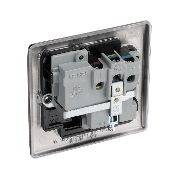 BG Nexus Metal Black Nickel 13A Single Socket NBN21B