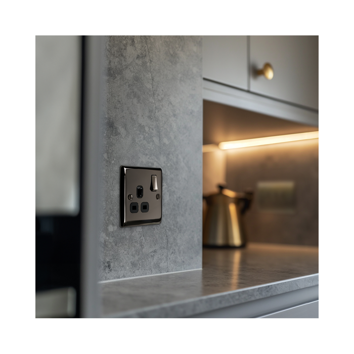 BG Nexus Metal Black Nickel 13A Single Socket NBN21B