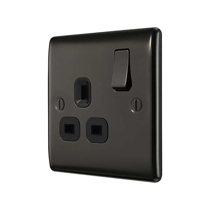 BG Nexus Metal Black Nickel 13A Single Socket NBN21B