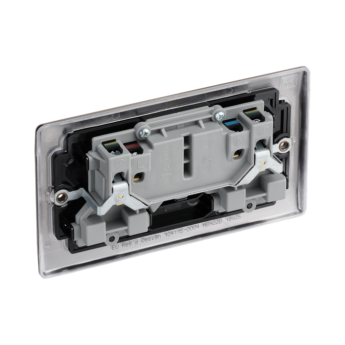 BG Nexus Metal Black Nickel 13A Double Socket NBN22B