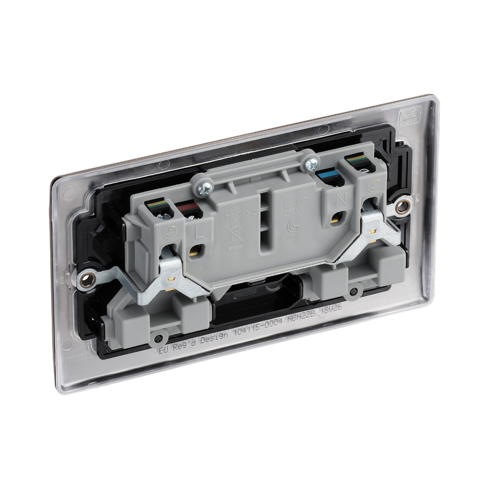 BG Nexus Metal Black Nickel 13A Double Socket NBN22B | RS Electrical ...