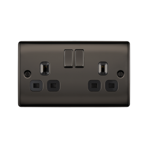 BG Nexus Metal Black Nickel 13A Double Socket NBN22B