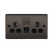BG Nexus Metal Black Nickel 13A Double USB Socket with 12W A+C Ports NBN22UAC12B Available from RS Electrical Supplies
