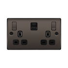 BG Nexus Metal Black Nickel 13A Double USB Socket with 45W A+C Ports NBN22UAC45B