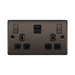 Black electrical socket with USB ports on a white background