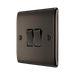 BG Nexus Metal Black Nickel 2W & Intermediate Light Switch NBN2WINT – angled front view