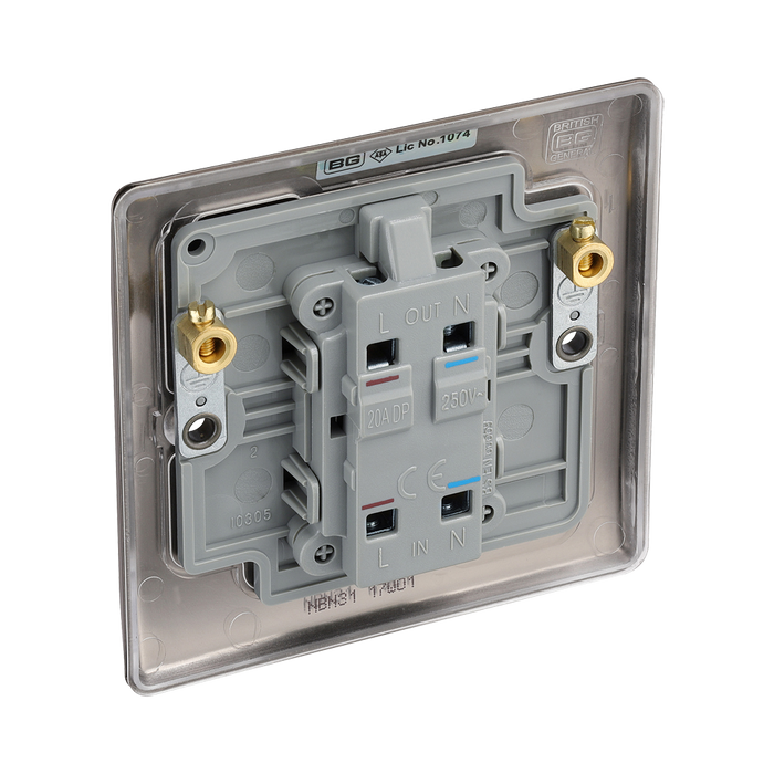 BG Nexus Metal Black Nickel 20A Double Pole Switch with Neon NBN31