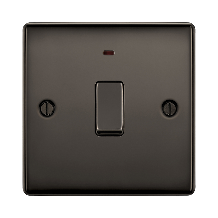 BG Nexus Metal Black Nickel 20A Double Pole Switch with Neon NBN31
