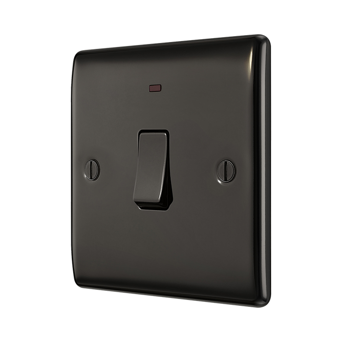 BG Nexus Metal Black Nickel 20A Double Pole Switch with Neon NBN31