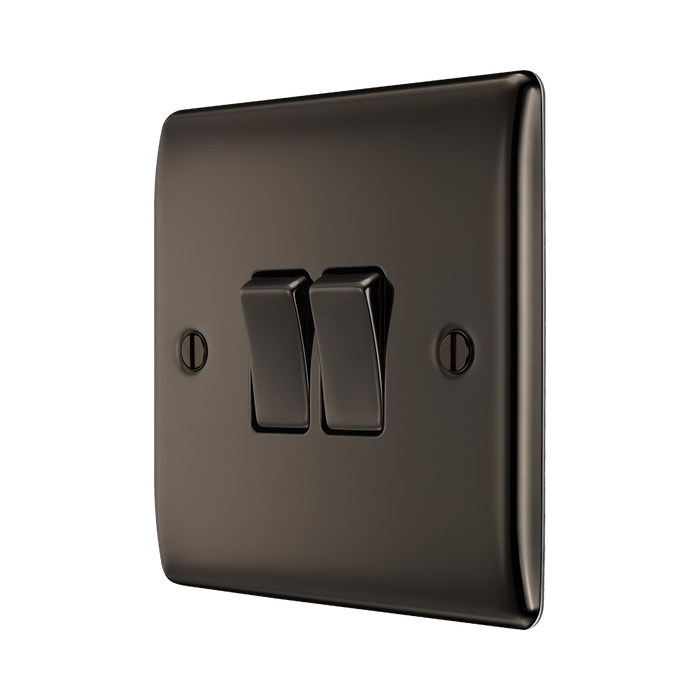 BG Nexus Metal Black Nickel 2G 2W Light Switch NBN42