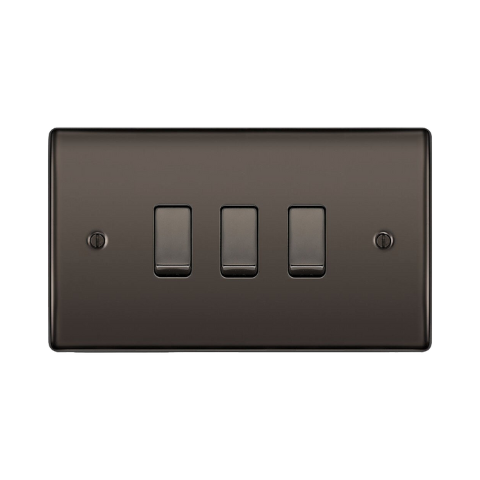 BG Nexus Metal Black Nickel 3G 2W Light Switch NBN432 Available from RS Electrical Supplies