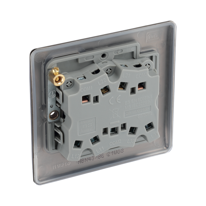 BG Nexus Metal Black Nickel 3G 2W Light Switch NBN43