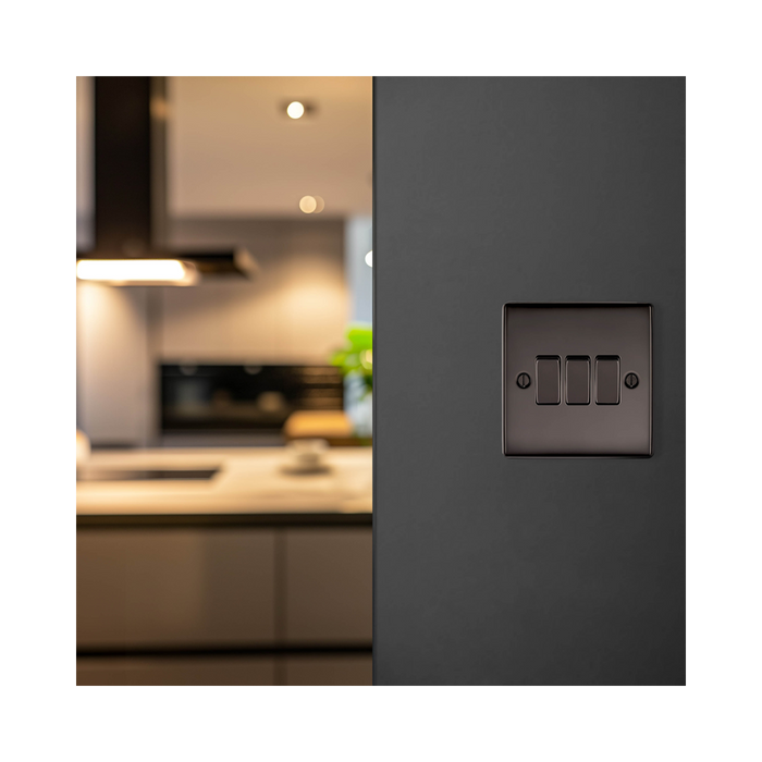 BG Nexus Metal Black Nickel 3G 2W Light Switch NBN43