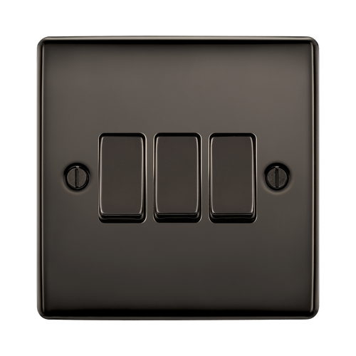 BG Nexus Metal Black Nickel 3G 2W Light Switch NBN43