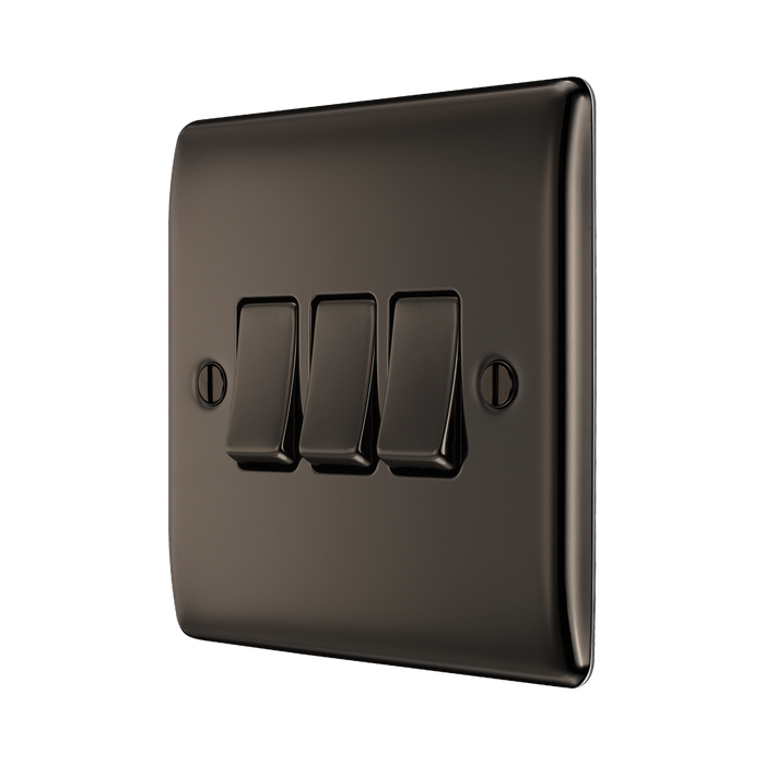 BG Nexus Metal Black Nickel 3G 2W Light Switch NBN43