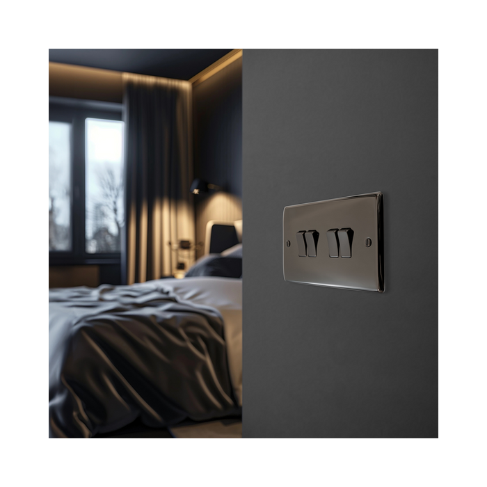 BG Nexus Metal Black Nickel 4G 2W Light Switch NBN44