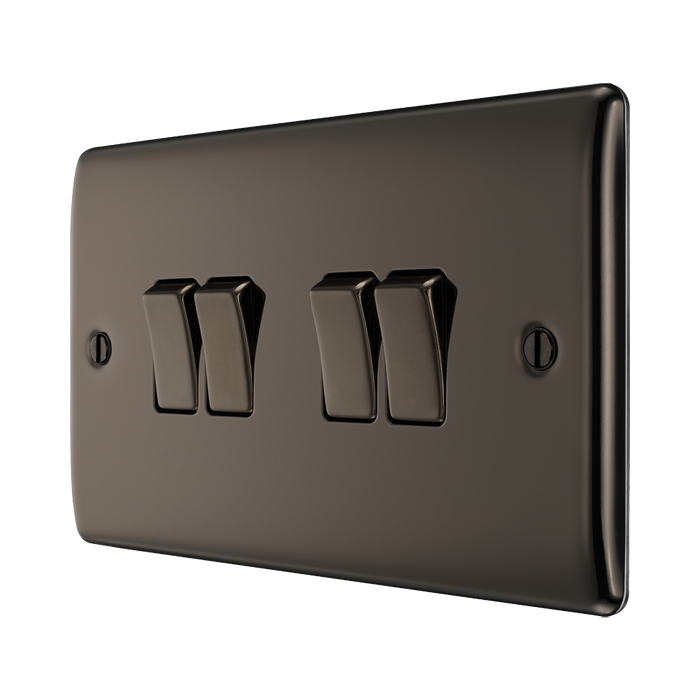 BG Nexus Metal Black Nickel 4G 2W Light Switch NBN44