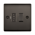 Black light switch with two sockets on a white background