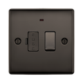 Black electrical switch with fuse indicator on a white background