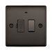 Black electrical switch with fuse indicator on a white background