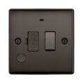 Black electrical switch with fuse indicator on a white background