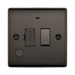 Black electrical switch with fuse indicator on a white background