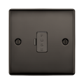 Black metal fuse box with 'FUSE' label on a white background