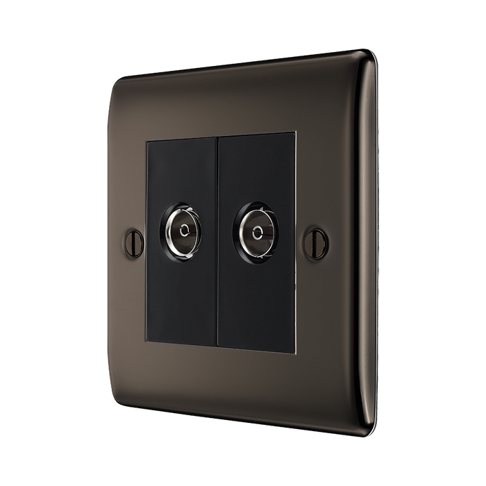 BG Nexus Metal Black Nickel Double Co-axial Socket NBN61B