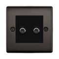 BG Nexus Metal Black Nickel Double Satellite Socket NBN642B Available from RS Electrical Supplies