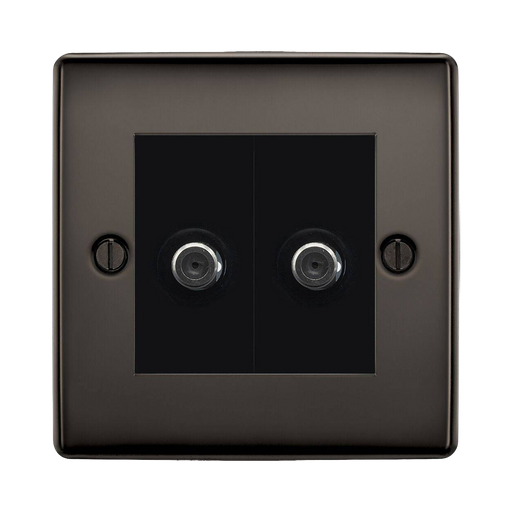 BG Nexus Metal Black Nickel Double Satellite Socket NBN642B Available from RS Electrical Supplies