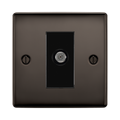 Black TV aerial socket on a white background