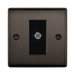 Black TV aerial socket on a white background