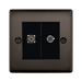 Black double socket cover with two sockets on a white background
