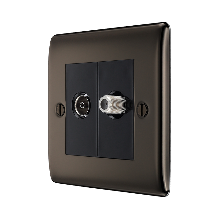 BG Nexus Metal Black Nickel TV & Satellite Socket NBN65B
