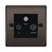 Black television, satellite, and radio socket on a white background