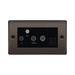 Black wall plate with TV, SAT, and RADIO labels on a white background