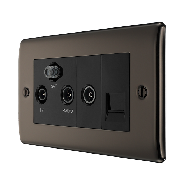BG Nexus Metal Black Nickel Combination TV Socket NBN68B