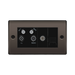 Black wall plate with multiple socket outlets on a white background