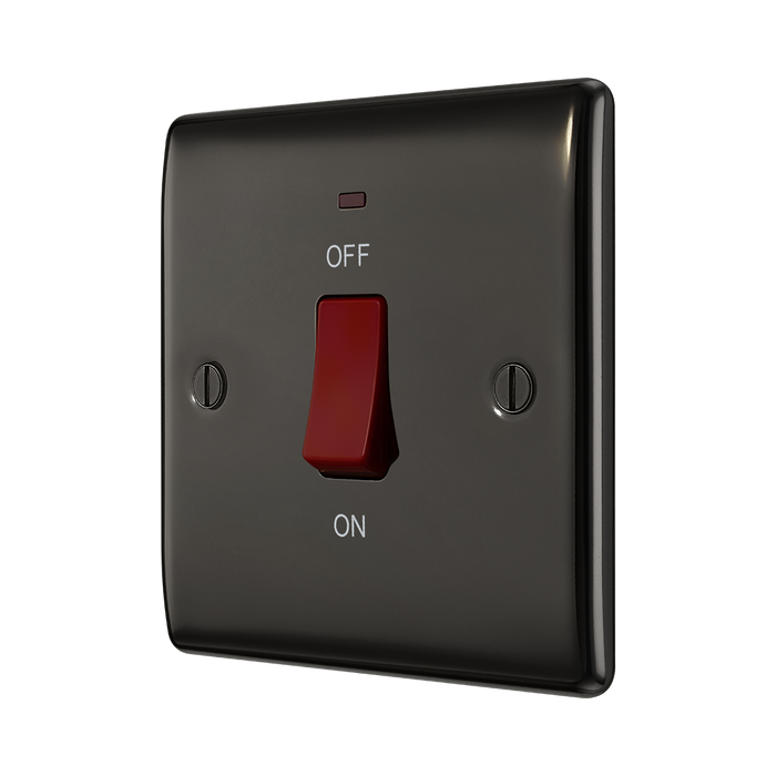 BG Nexus Metal Black Nickel 45A Double Pole Switch NBN74