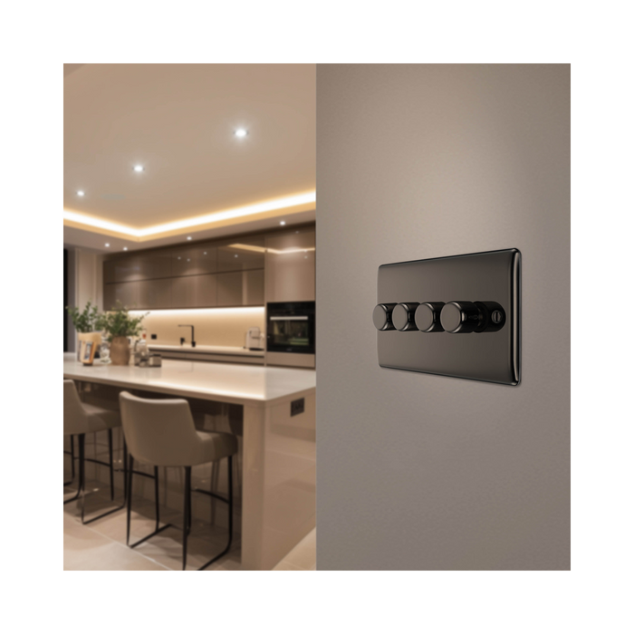 BG Nexus Metal Black Nickel 4G Dimmer Switch NBN84