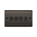 Black rectangular switch with five circular buttons on a white background