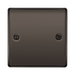 Black square wall plate with two screws on a white background