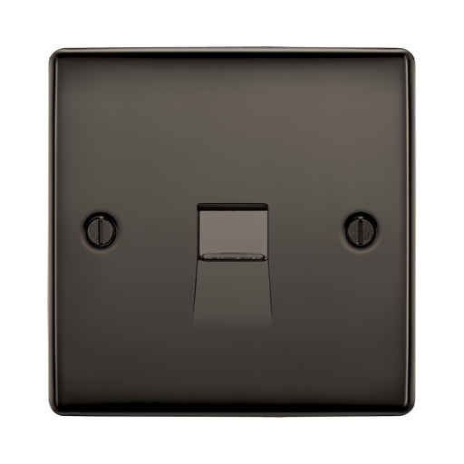 Black square switch with a central rectangular cutout on a white background