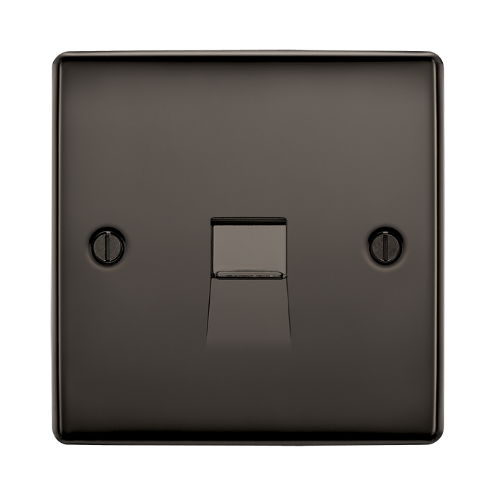Black square switch with a central rectangular cutout on a white background