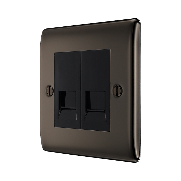 BG Nexus Metal Black Nickel Double Master Telephone Socket NBNBTM2B