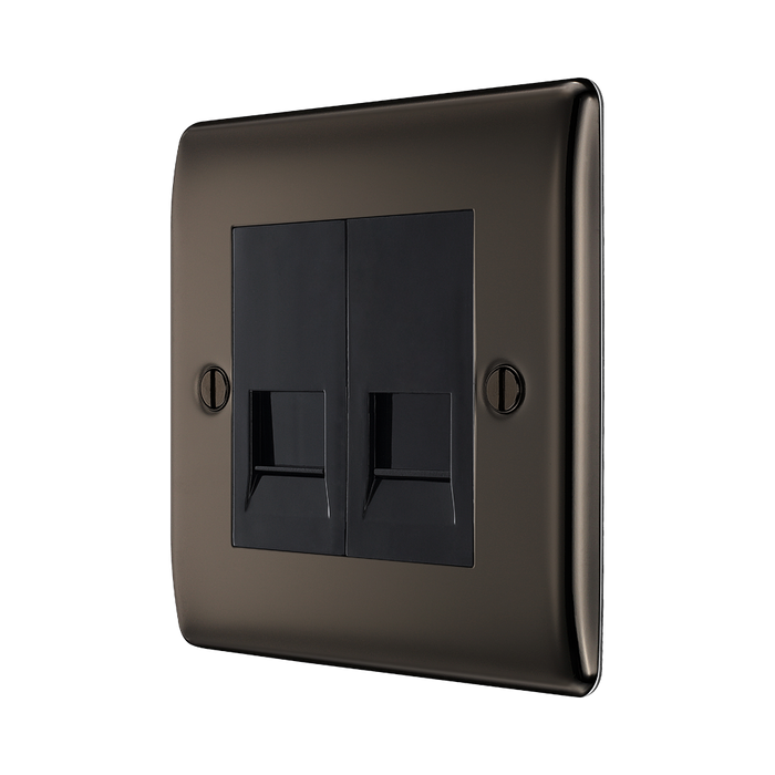 BG Nexus Metal Black Nickel Double Secondary Telephone Socket NBNBTS2B